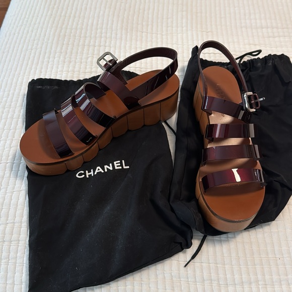 Chanel Patent Leather Slingback Sandals - Picture 1 of 9